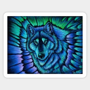 Colorful Wolf Aurora Sticker